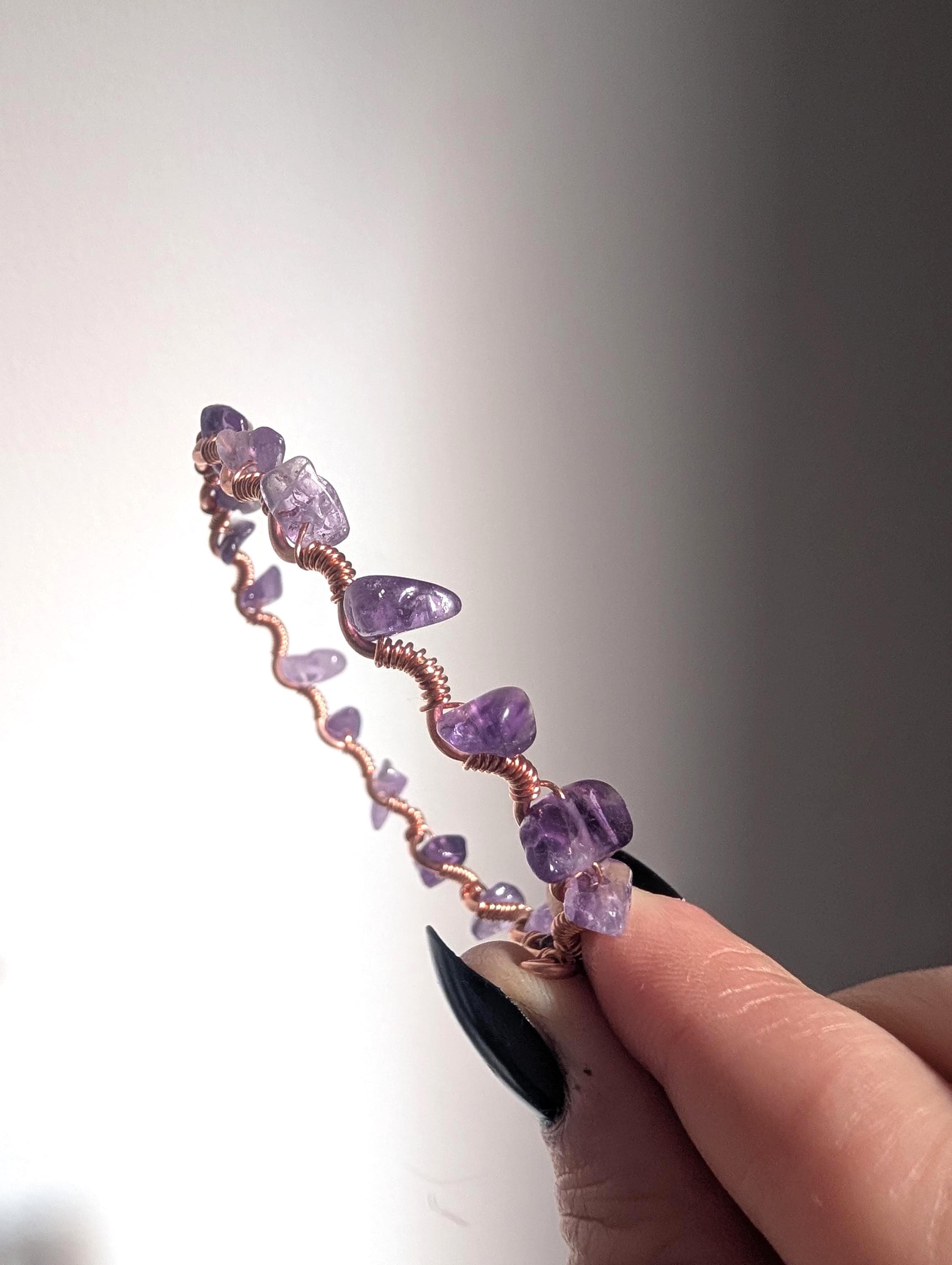 Custom copper crystal chip bracelet
