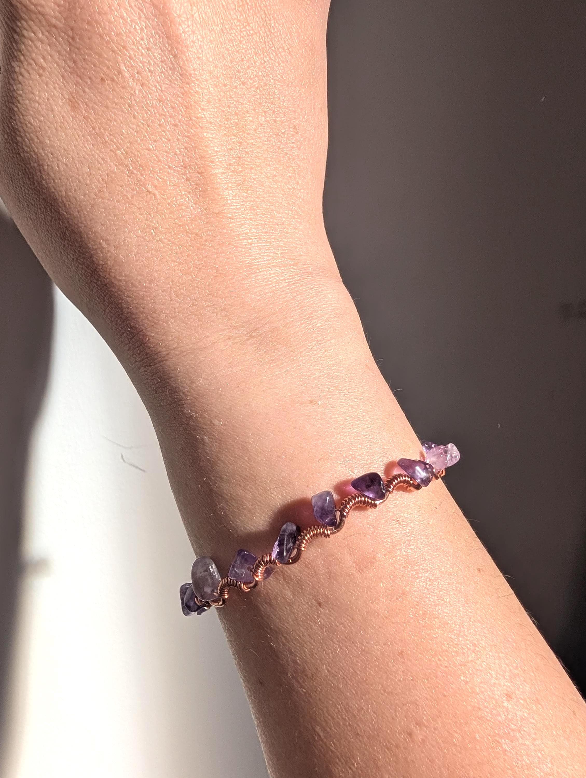 Custom copper crystal chip bracelet