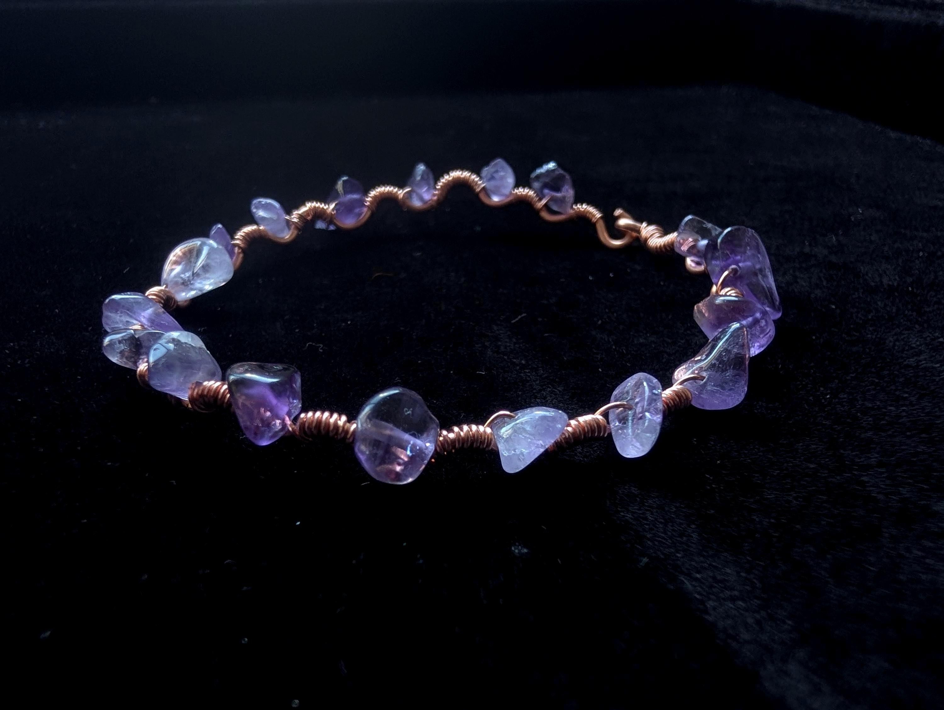 Custom copper crystal chip bracelet