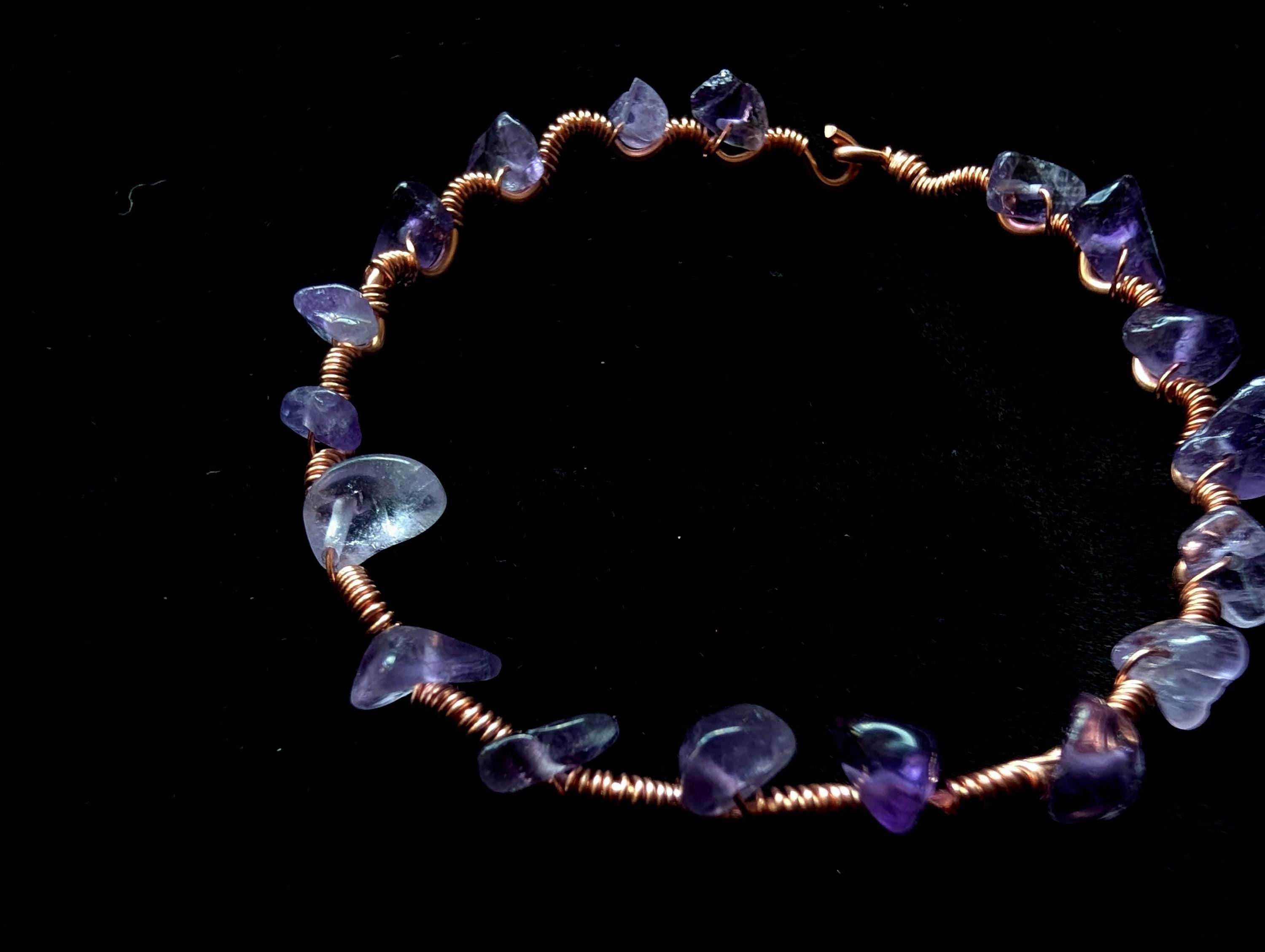 Custom copper crystal chip bracelet