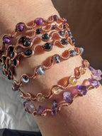 Custom copper wire wrapped crystal bracelet