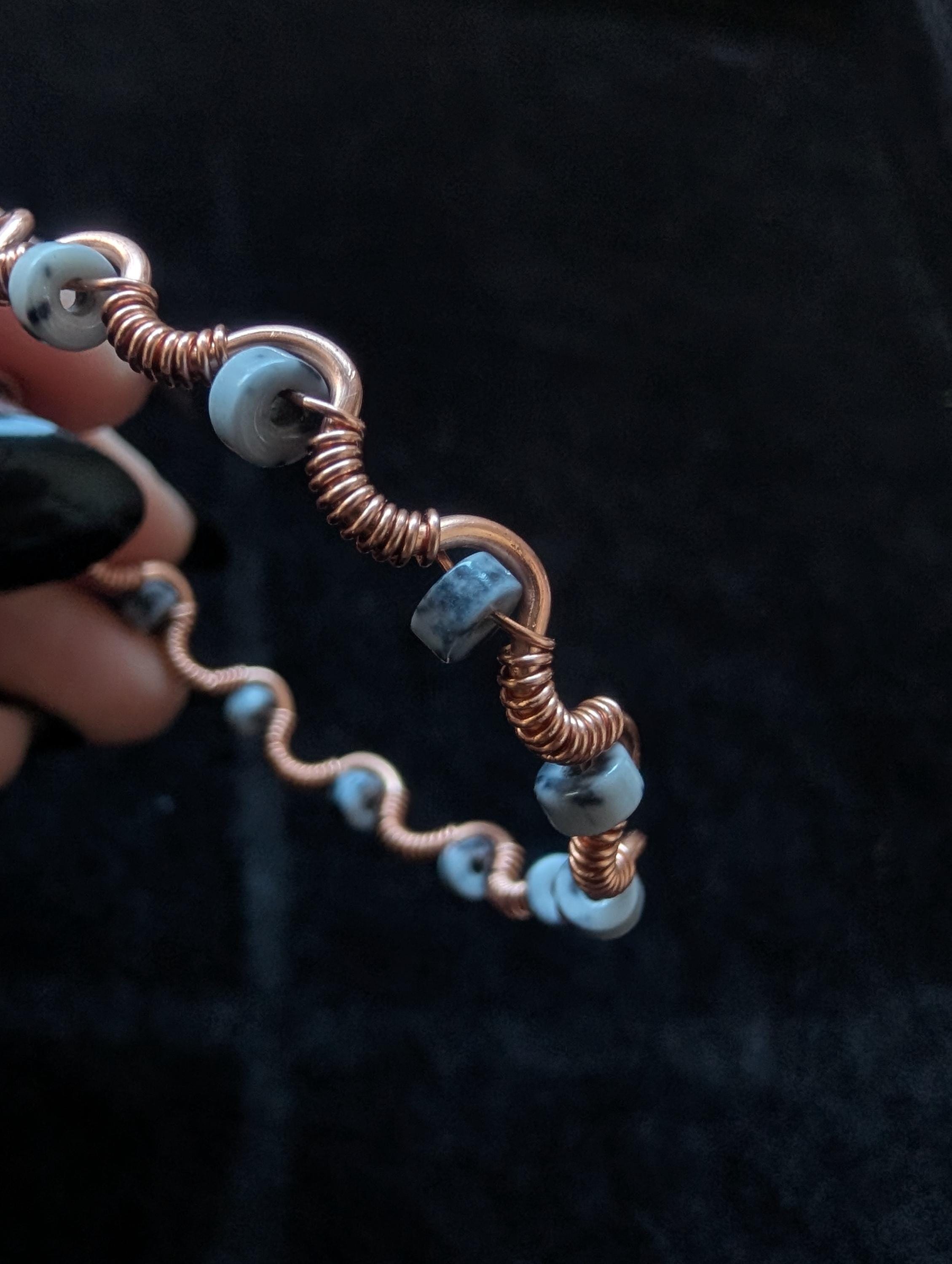 Custom copper wire wrapped crystal bracelet