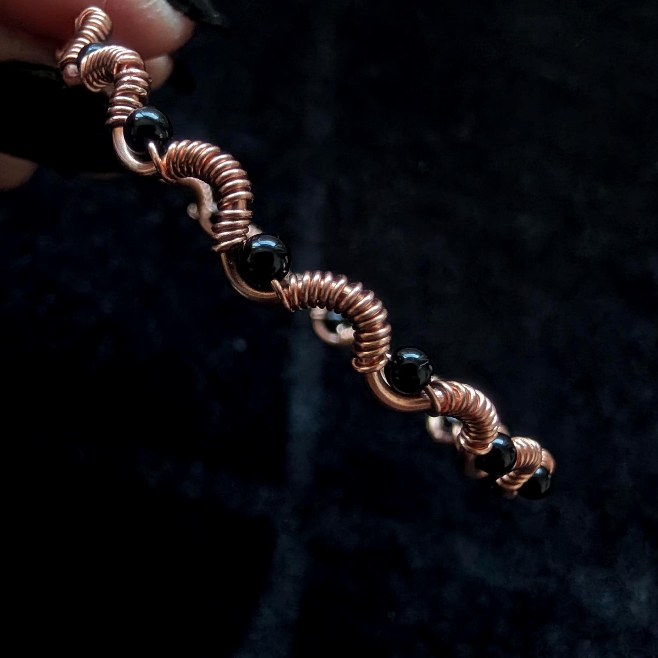 Custom copper wire wrapped crystal bracelet