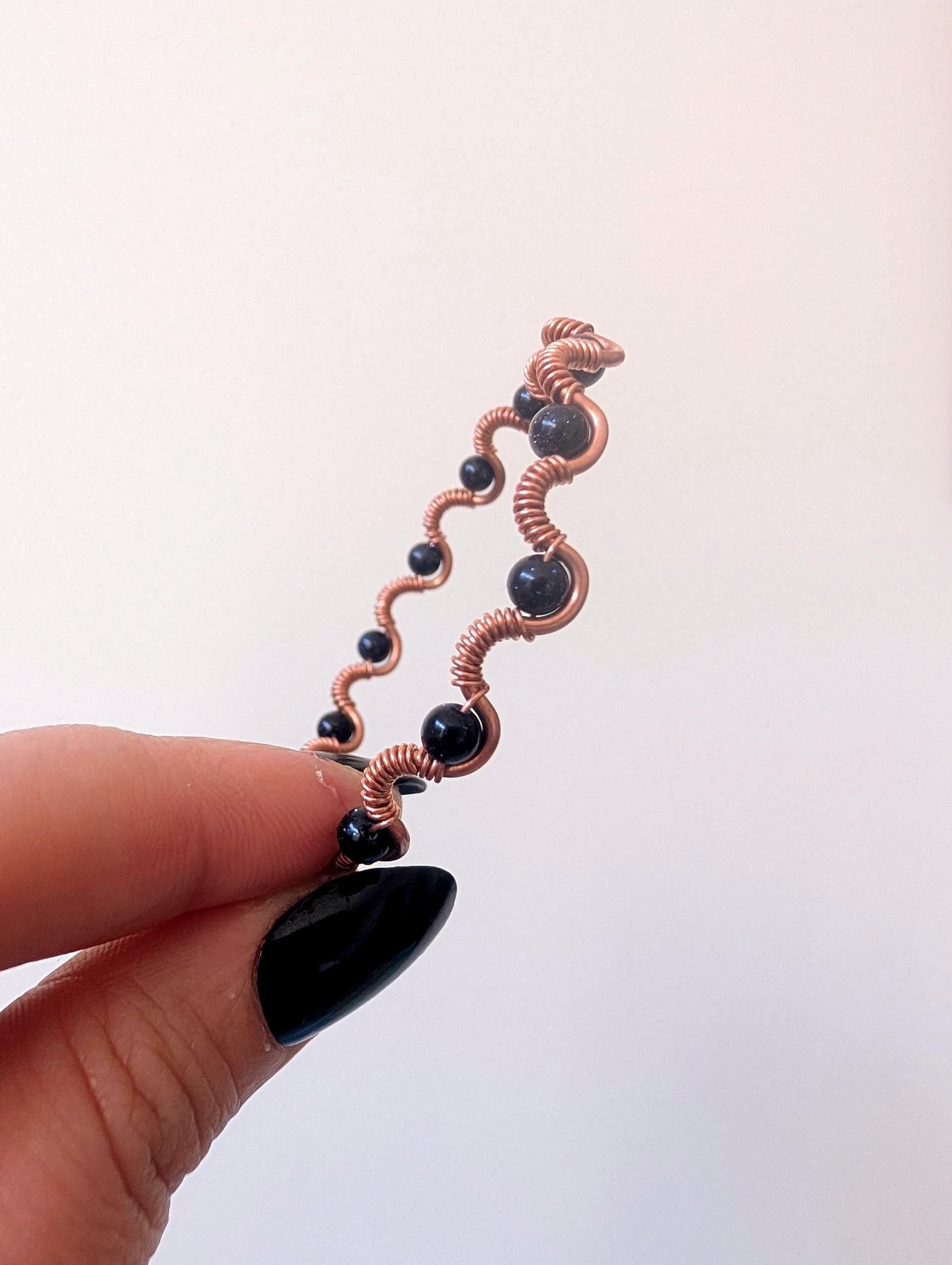 Custom copper wire wrapped crystal bracelet