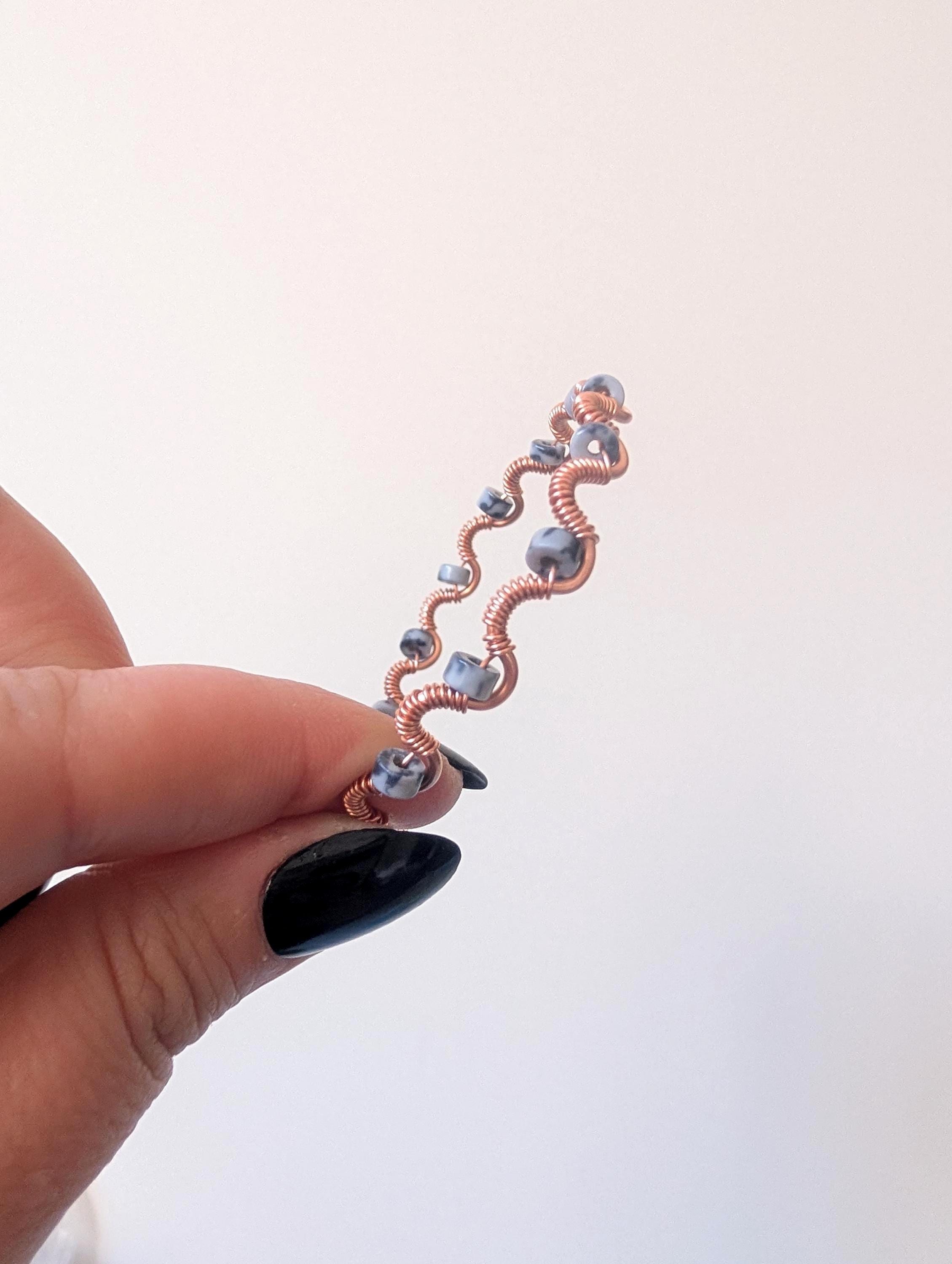 Custom copper wire wrapped crystal bracelet