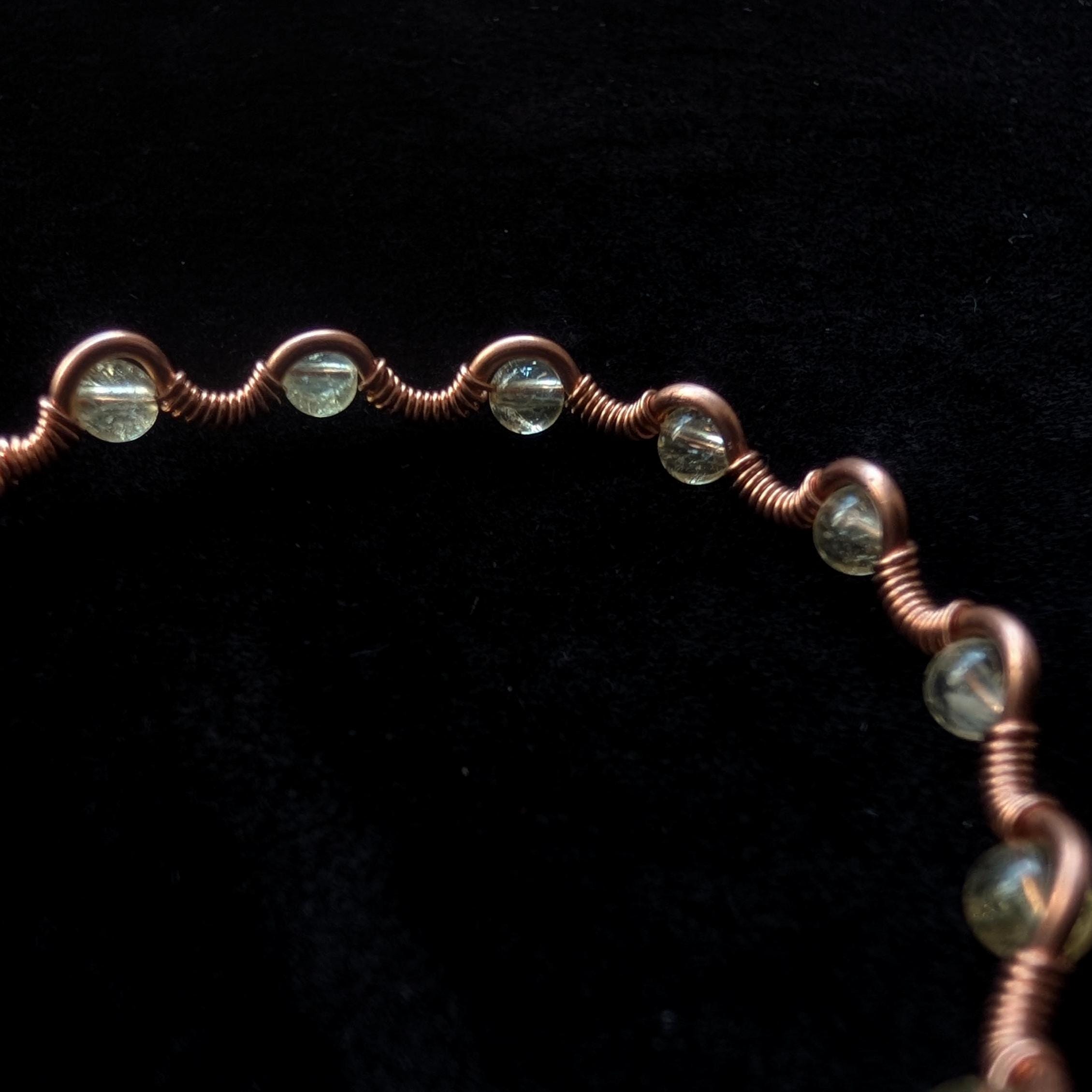 Custom copper wire wrapped crystal bracelet