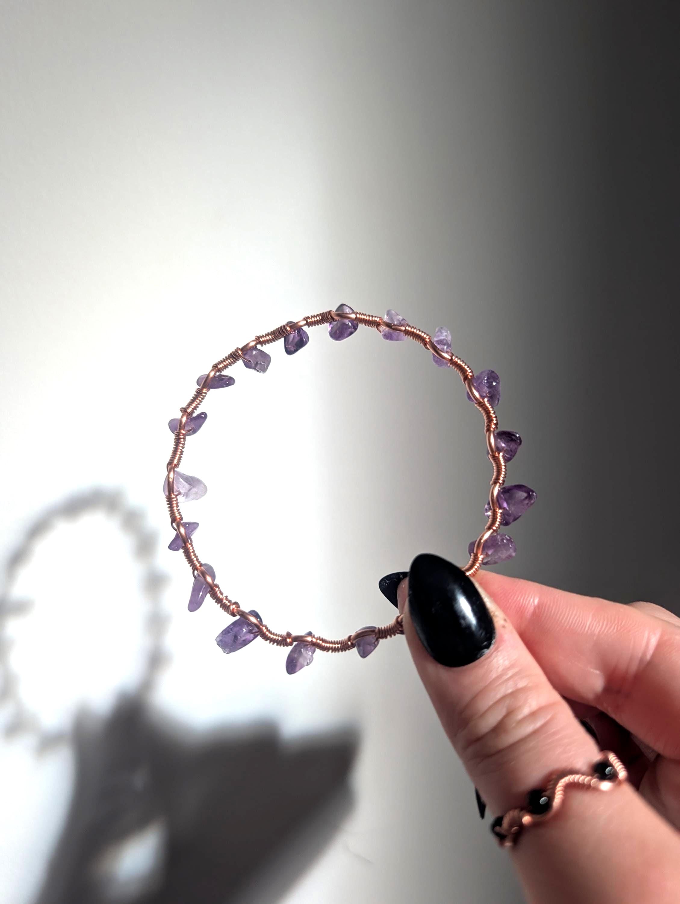 Custom copper crystal chip bracelet