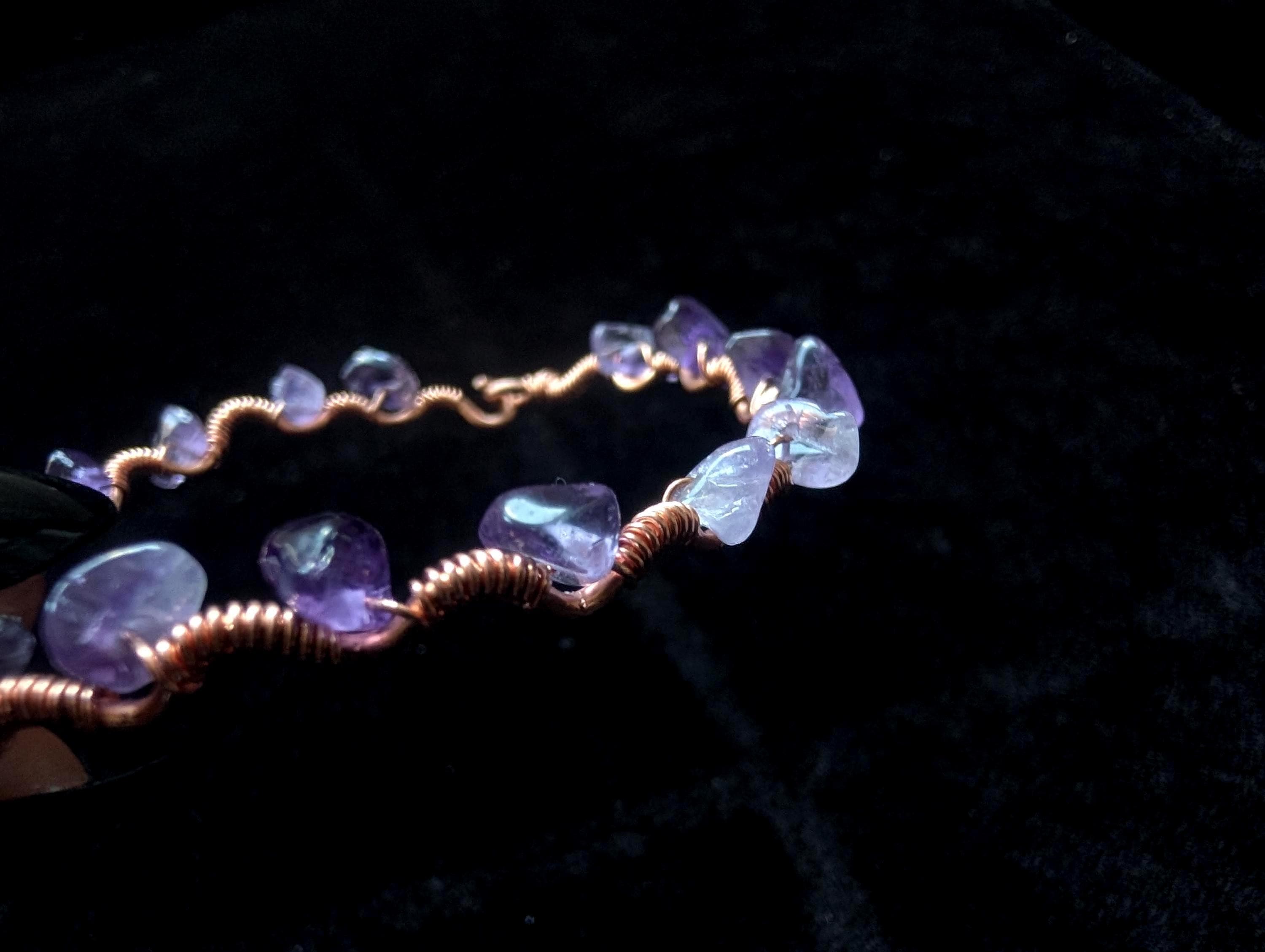 Custom copper crystal chip bracelet