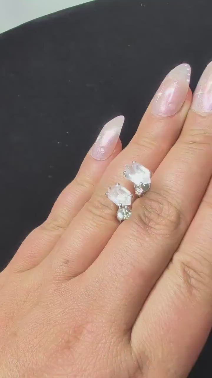 Rose quartz stud earrings | 925 sterling silver