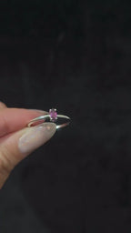 Minimalist rhodolite garnet ring | 925 sterling silver emerald cut jewellery | Everyday dainty witchy ring | Dark romance crystal