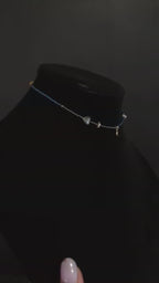Hematite and blue glass bead necklace | Moon witchy gothic choker | Custom crystal dainty layering necklace | Celestial jewellery