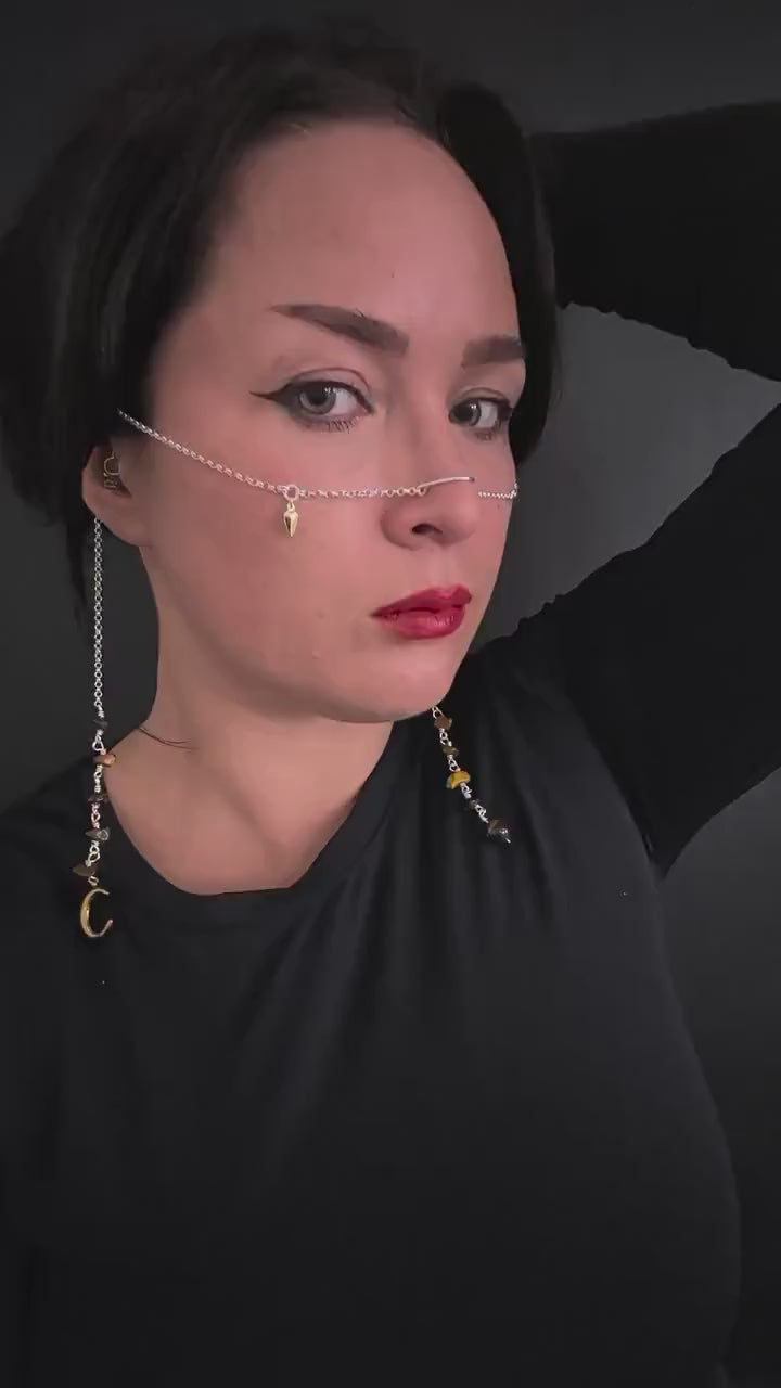 Celestial tiger eye face chain