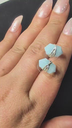 Aquamarine wire wrapped stud earrings | 925 sterling silver