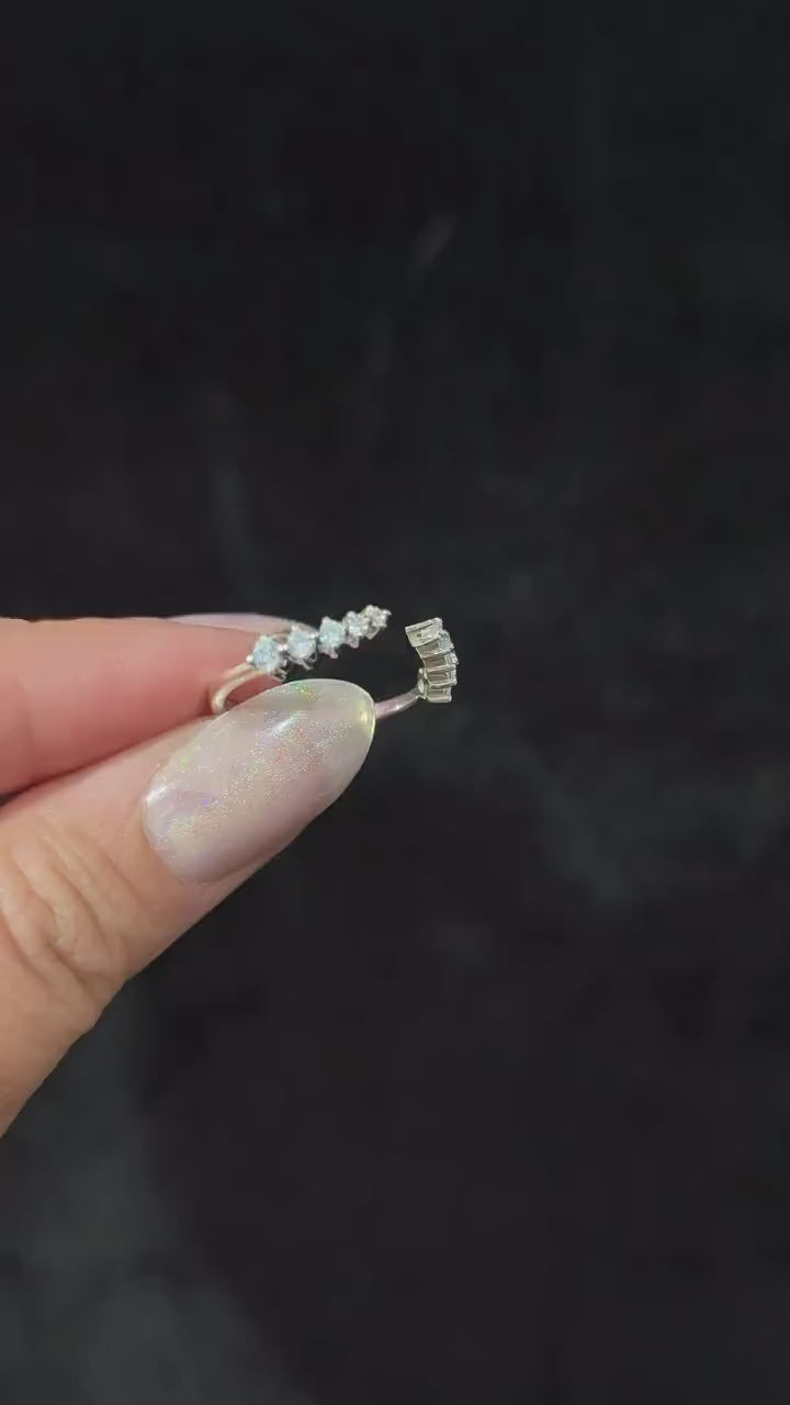 White Topaz Sterling Silver Statement Ring Enhancer – Ethereal Witchy Stacking Ring