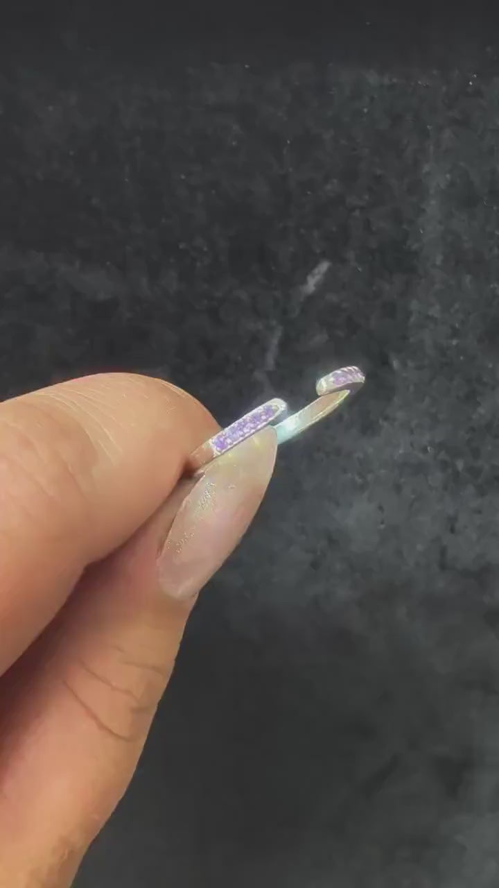 Amethyst minimalist ring with gap | 925 sterling silver mix and match witchy jewellery | Dainty purple crystal stacker