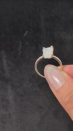 Raw natural rainbow moonstone and white topaz ring | 925 sterling silver statement piece | Witchy alternative bridal jewellery
