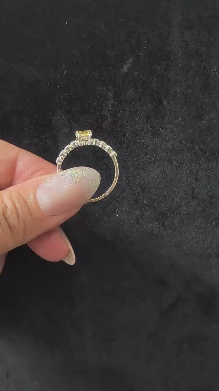 Statement citrine and white topaz ring – 925 Sterling Silver | Bold Witchy Jewellery