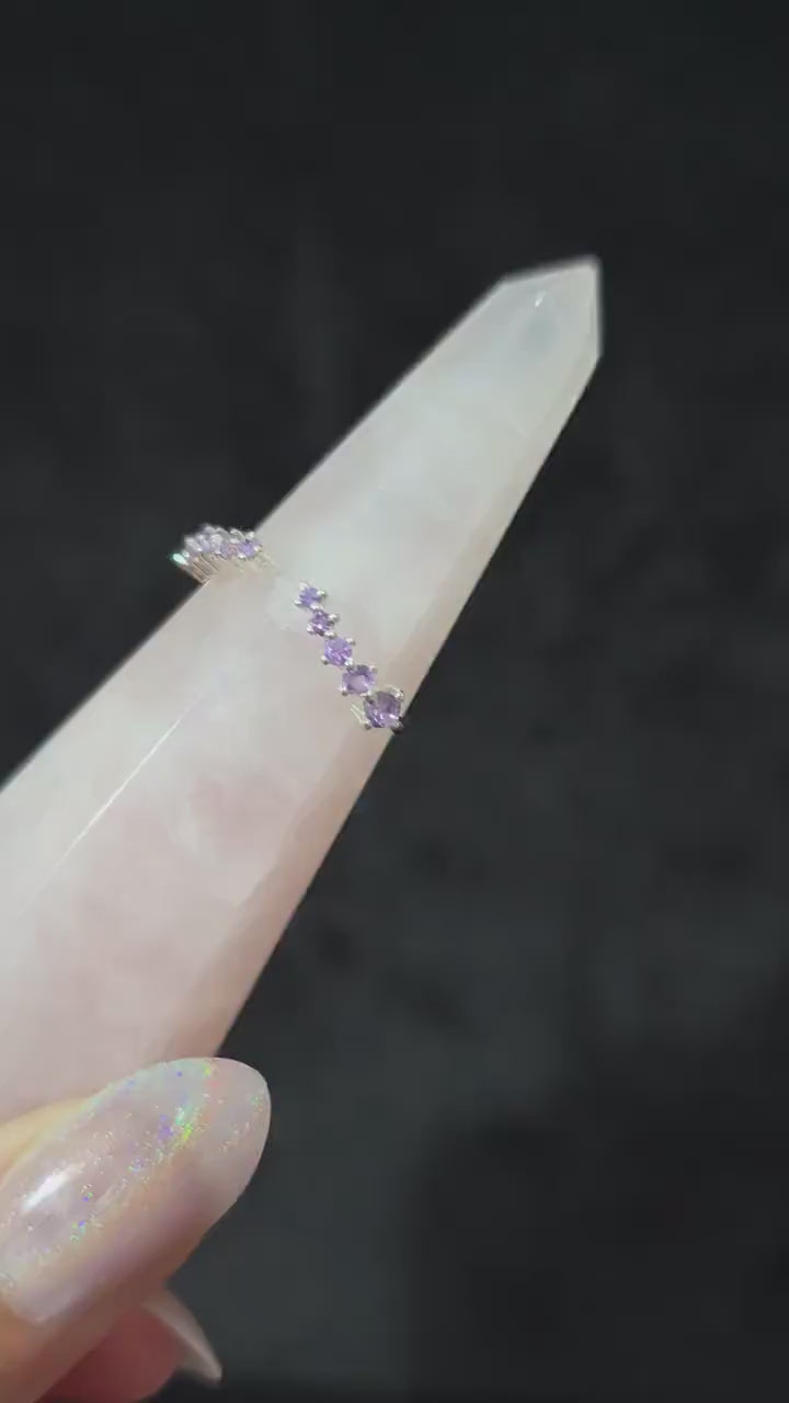 Amethyst stacking ring | 925 sterling silver enhancer | Witchy engagement jewellery | Bold purple crystal ring