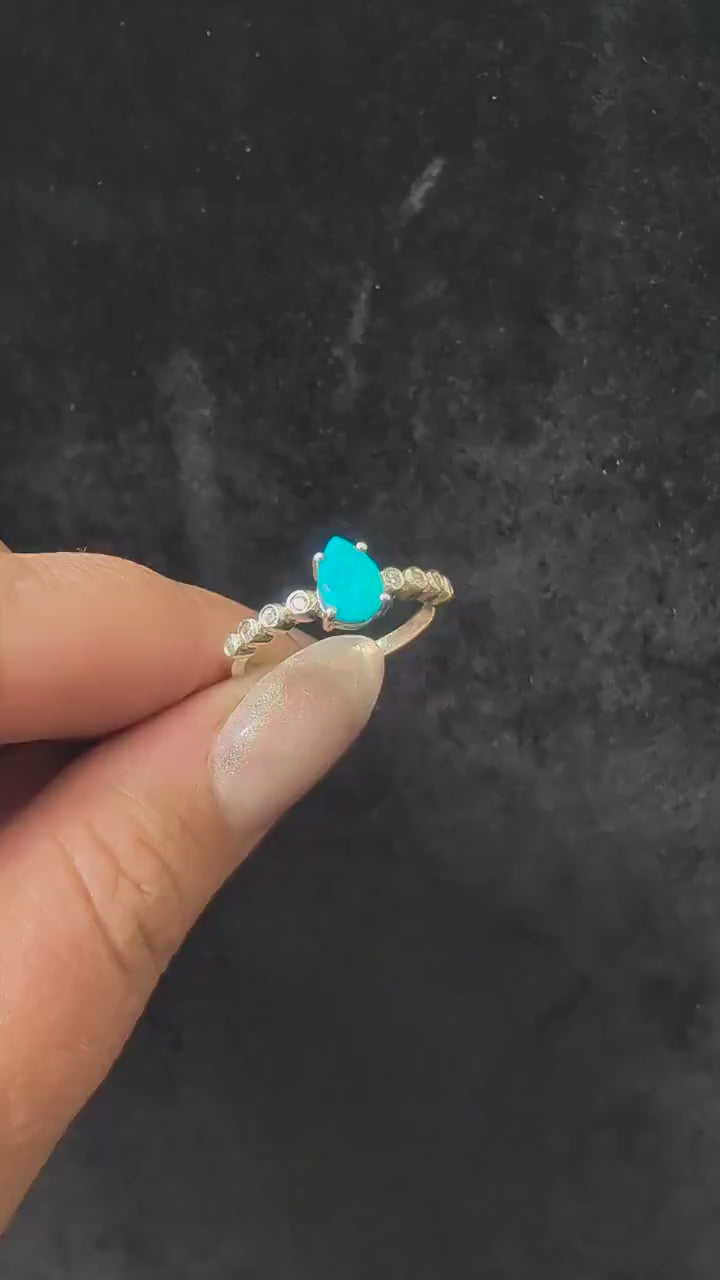 Statement turquoise and white topaz ring | 925 sterling silver one of a kind bold witchy jewellery | Sacred alternative bridal