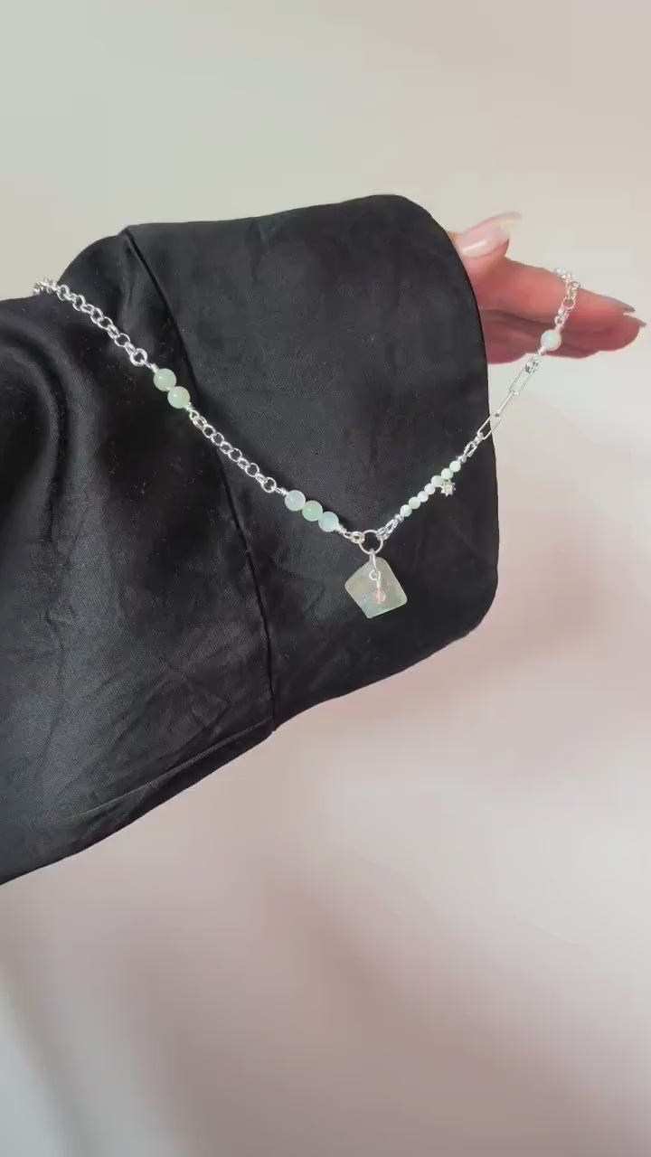 Aphrodite necklace with sea glass and shells | One of a kind multi-way choker | Cherry quartz ocean witch jewellery | Mermaidcore piece