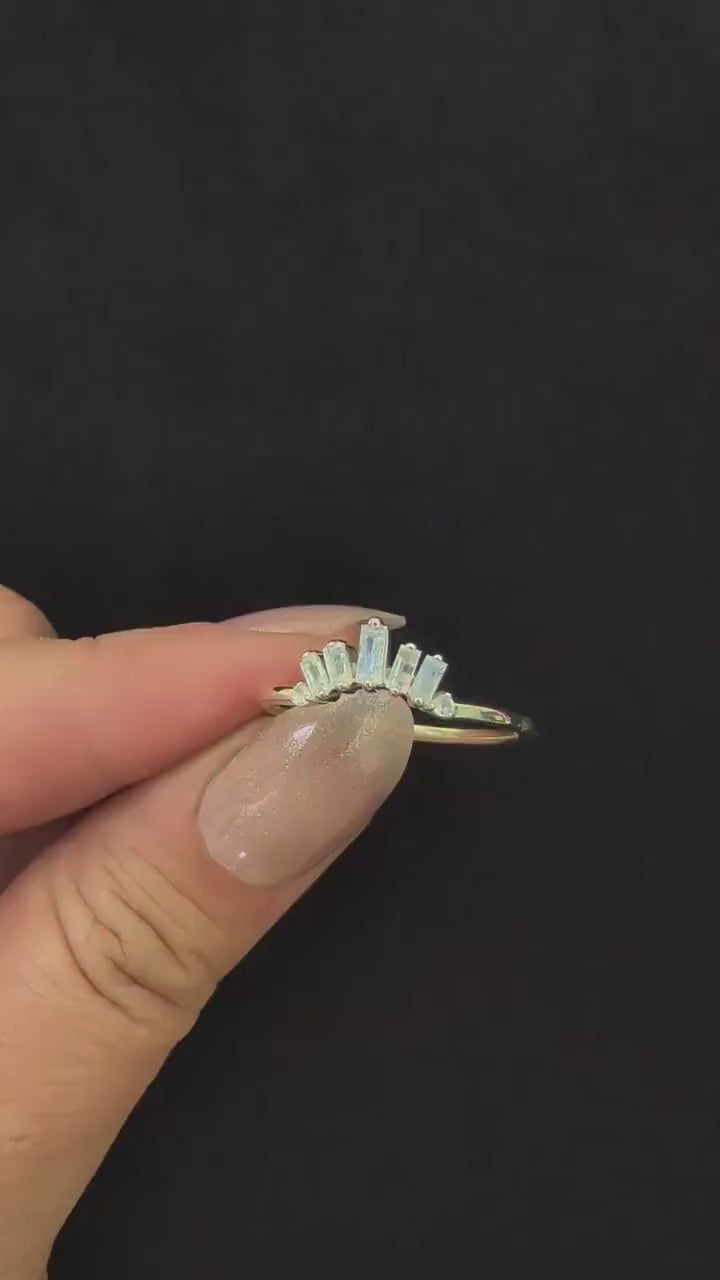 Rainbow moonstone stacking enhancer ring – 925 Sterling Silver | Mix and match witchy ring