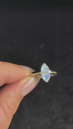Marquise rainbow moonstone ring – 925 Sterling Silver | statement witchy ring