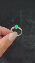 Statement green onyx and white topaz ring | 925 sterling silver one of a kind bold witchy jewellery | Protection amulet